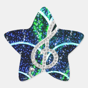 Piano Gclef Symbol Star Sticker