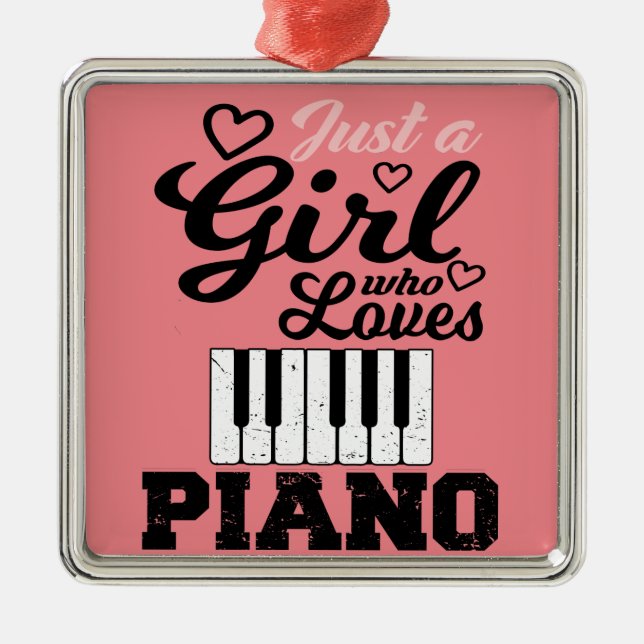 Piano Girl Christmas  Invitation Magnet Metal Orna Tree Decoration (Front)