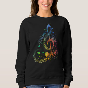 Piano Girl Colourful Keyboard Graphic Musical Note Sweatshirt