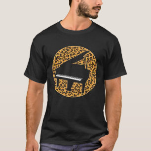 Piano Girl Pianist Mother Leopard Women Piano Play T-Shirt