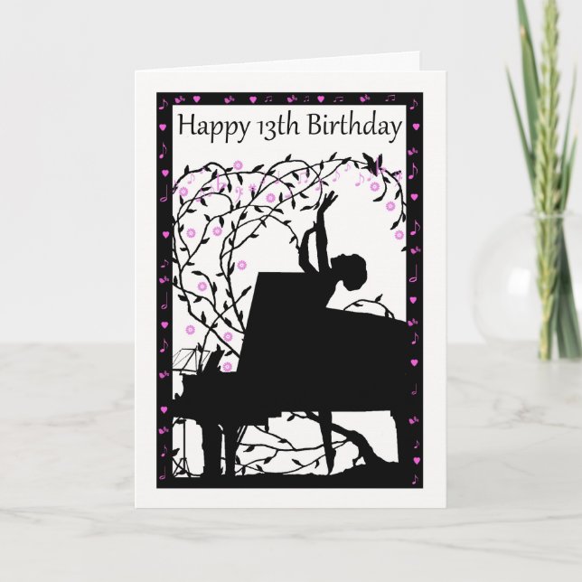 Piano Happy 13th Birthday Greeting Card (Front)