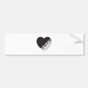 Piano Heart Bumper Sticker