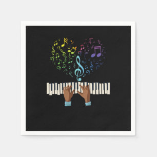 Piano Heart Music Notes Treble Clef Piano Keyboard Napkin