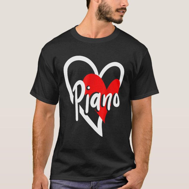 Piano Heart Pianist Music Cute T-Shirt (Front)