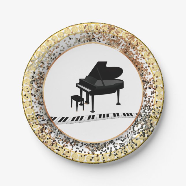 Piano icon design paper plate (Front)