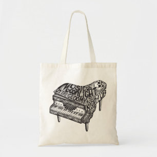 Piano Illustration Budget Tote Bag