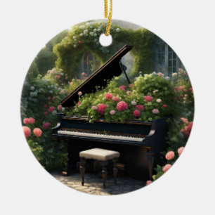Piano in Bloom- garden painting Ceramic Tree Decoration