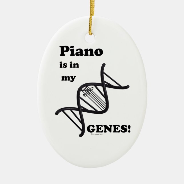 Piano in my Genes Ceramic Tree Decoration (Front)