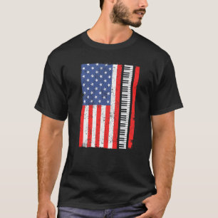 Piano Instrument Pianist Keyboard American Flag 4t T-Shirt