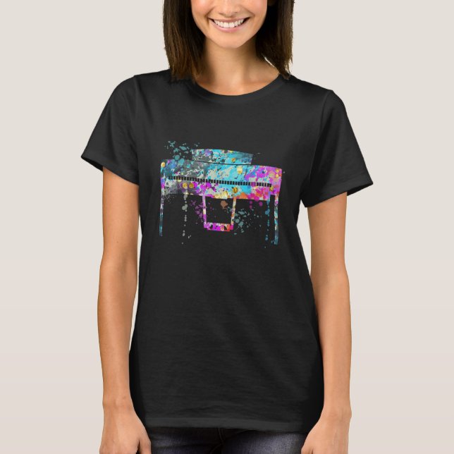 Piano Instrument Silhouette Pianos T-Shirt (Front)