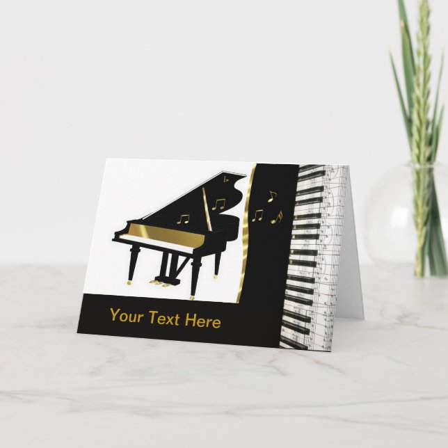 Piano Invitation Gold and Black Keyboard (Front)