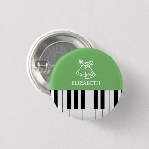 Piano Key Best Piano Teacher Ever Christmas Green 3 Cm Round Badge