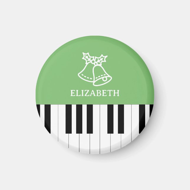 Piano Key Best Piano Teacher Ever Christmas Green Magnet (Front)