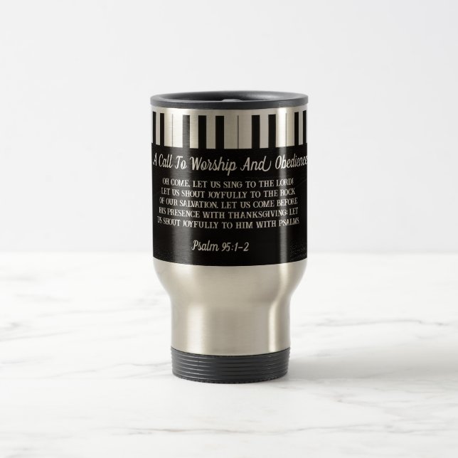Piano Key Bible Verse Travel Mug (Center)