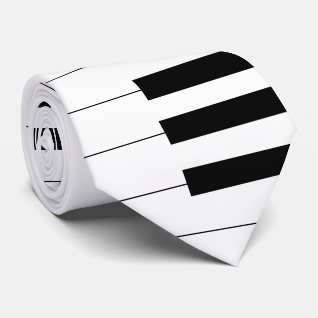 Piano Key Board Pattern Necktie (Rolled)