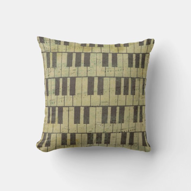 Piano Key Music Note Throw Pillow 16" x 16" (Front)
