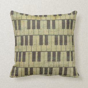 Piano Key Music Note Throw Pillow 16" x 16"