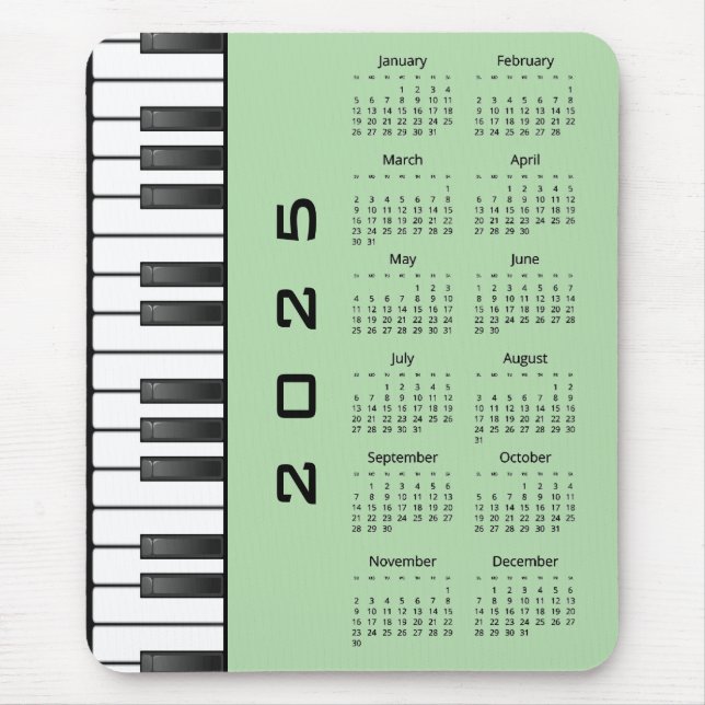 Piano Keyboard 2025 Calendar Mousepad (Front)