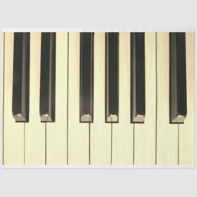 Piano Keyboard 4 Sepia Decoupage Tissue Paper (Front)