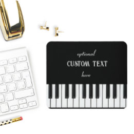 Piano Keyboard and customisable text black & white Mouse Mat