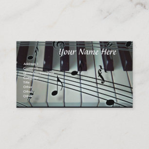 Piano Keyboard and Music Notes Business Card