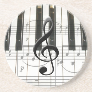 Piano Keyboard and Music Notes Coaster