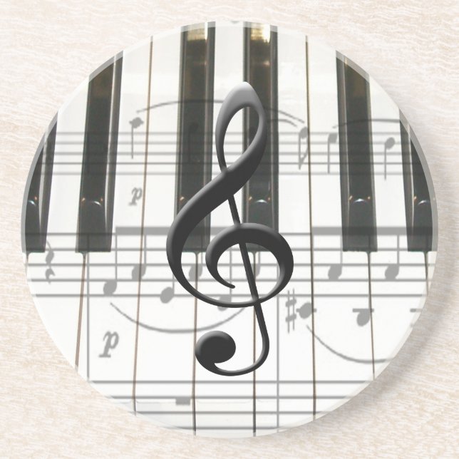 Piano Keyboard and Music Notes Coaster (Front)