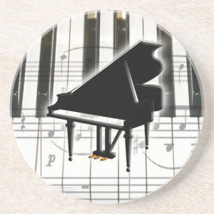 Piano Keyboard and Music Notes Coaster