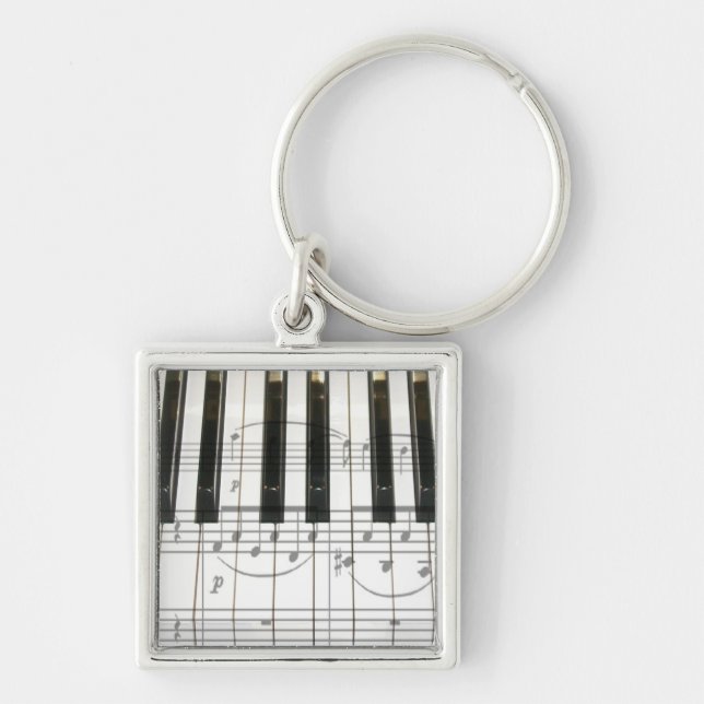 Piano Keyboard and Music Notes Key Ring (Front)