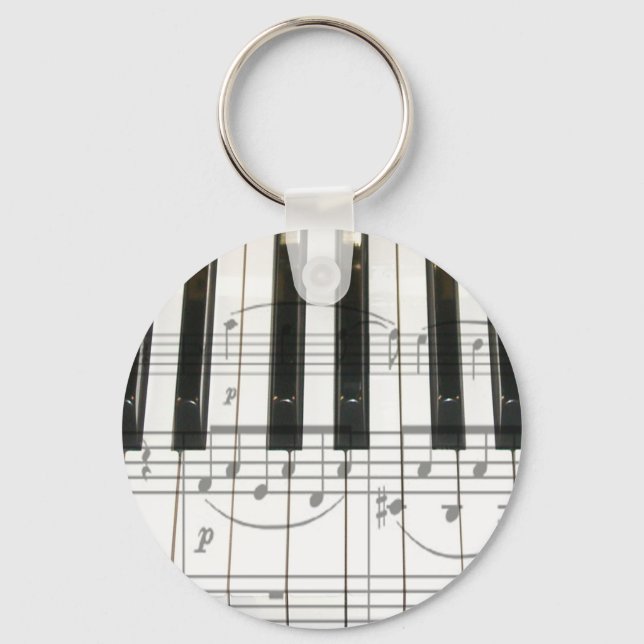 Piano Keyboard and Music Notes Key Ring (Front)