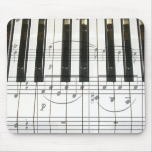Piano Keyboard and Music Notes Mouse Mat