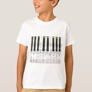 Piano Keyboard and Music Notes T-Shirt