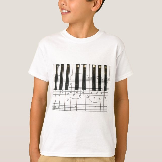 Piano Keyboard and Music Notes T-Shirt (Front)
