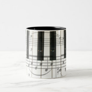 Piano Keyboard and Music Notes Two-Tone Coffee Mug