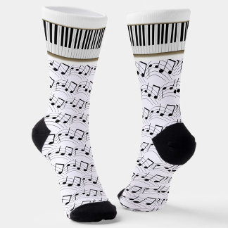 Piano Keyboard And Musical Notes Socks