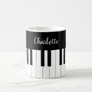 Piano Keyboard, Black and White Mug