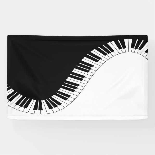 Piano Keyboard Black and White Music Design Banner (Horizontal)