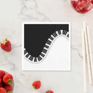 Piano Keyboard Black and White Music Design Napkin