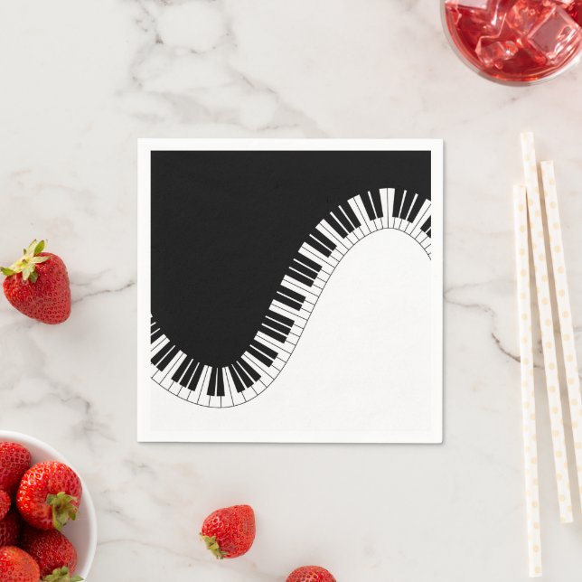 Piano Keyboard Black and White Music Design Napkin (Insitu)