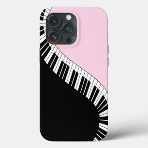 Piano Keyboard Black and White Music Design Pink iPhone 13 Pro Case