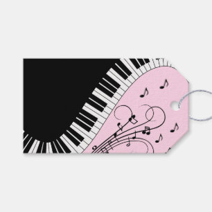 Piano Keyboard Black and White Music Design Pink Gift Tags