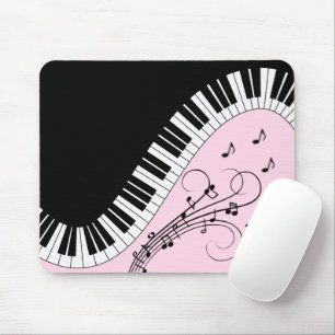 Piano Keyboard Black and White Music Design Pink Mouse Mat