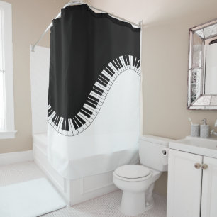 Piano Keyboard Black and White Music Design Shower Curtain