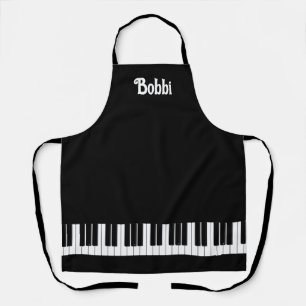 Piano Keyboard Black and White Personalised Apron