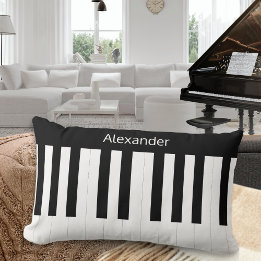 Piano Keyboard Black White Musical Instrument Lumbar Cushion