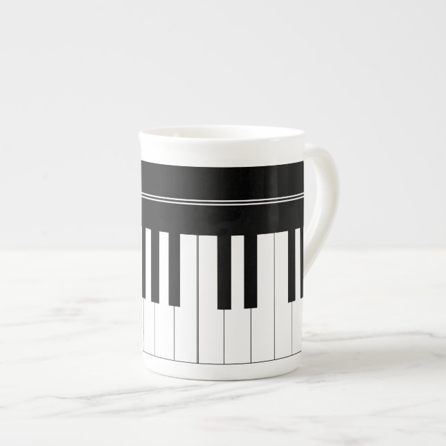 Piano keyboard bone china mug (Front Right)