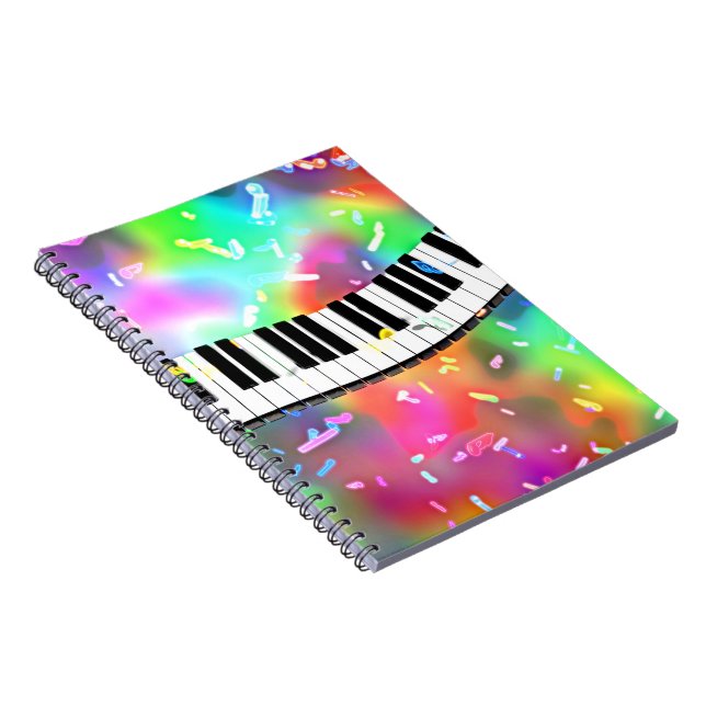 Piano Keyboard colourful music theme, Notebook (Right Side)