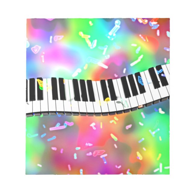 Piano Keyboard colourful music theme Notepad (Front)