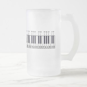 Piano Keyboard Diagram Frosted Glass Beer Mug