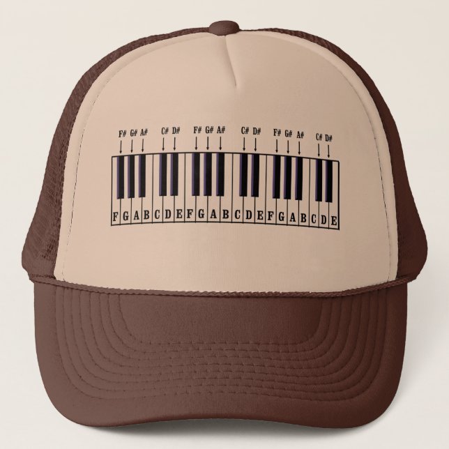 Piano Keyboard Diagram Trucker Hat (Front)